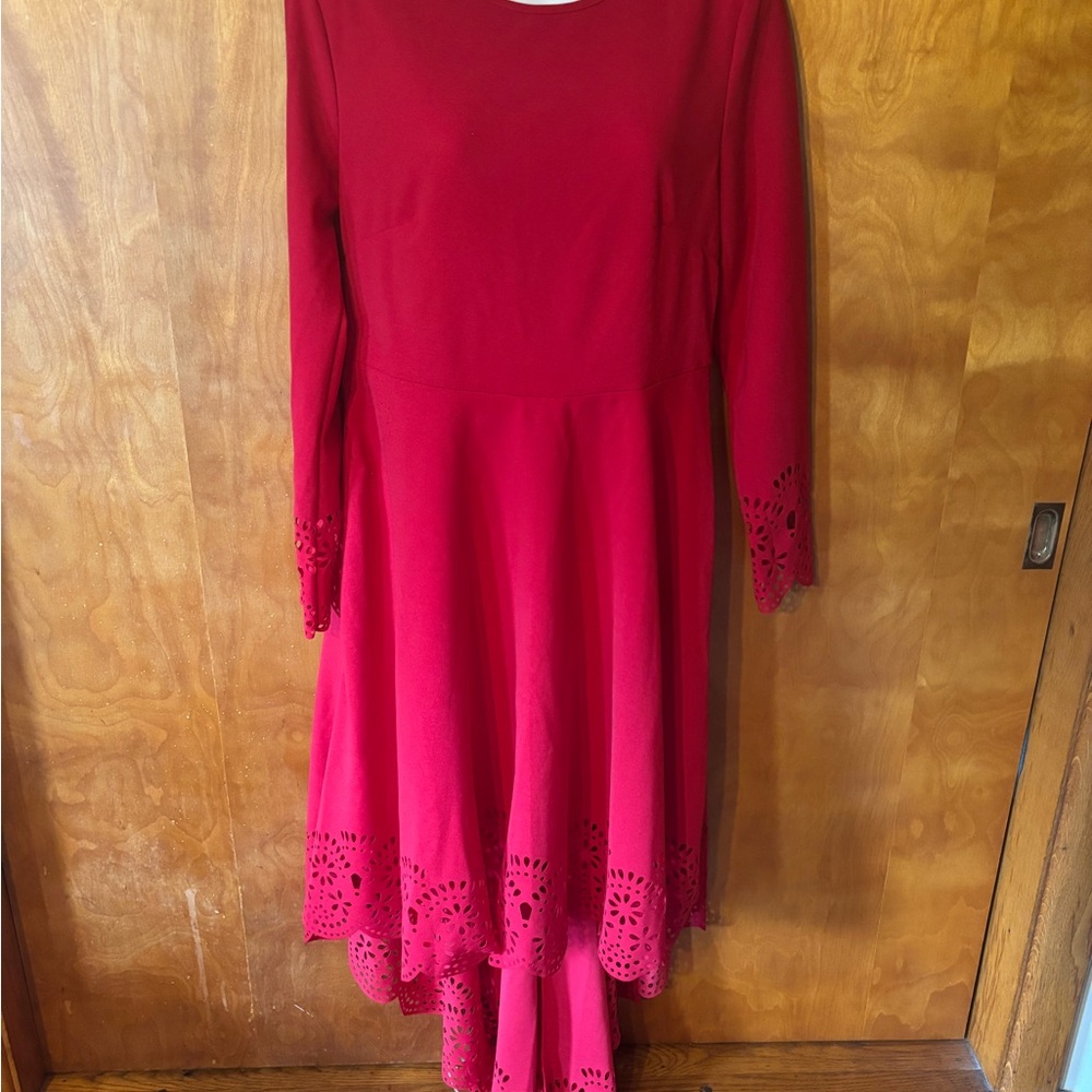 SHEIN Elegant Red Long Sleeve Dress